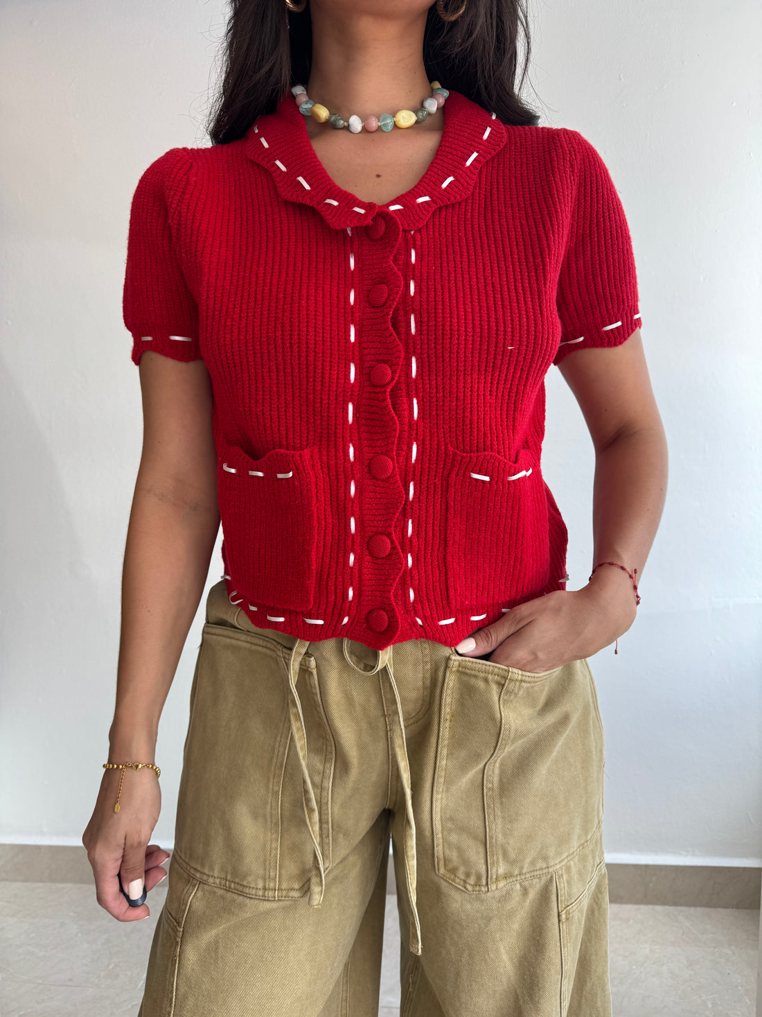 RED CARDIGAN