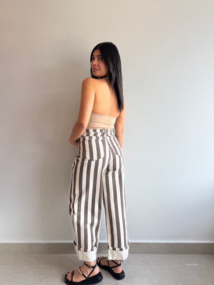 BROWN STRIPE PANTS