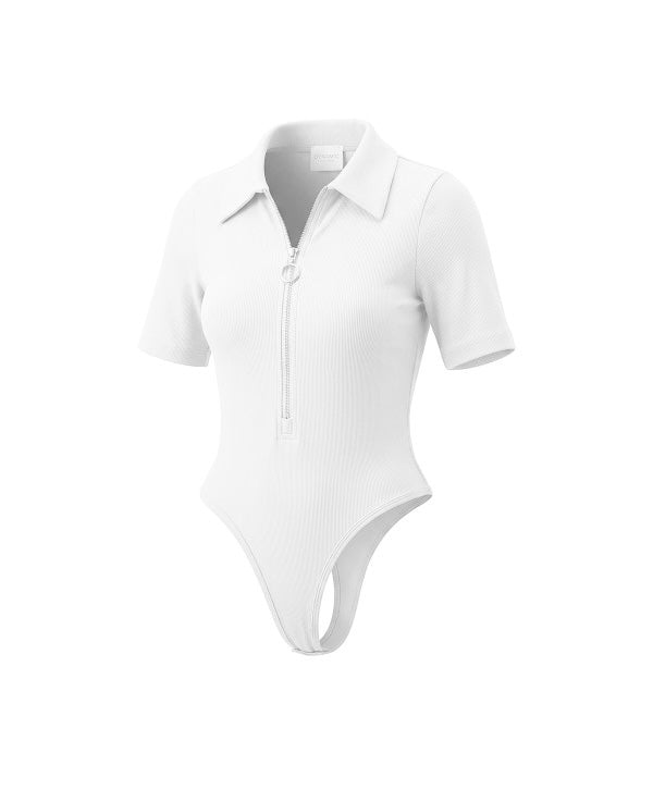 COLLARED ZIPPER BODYSUIT
