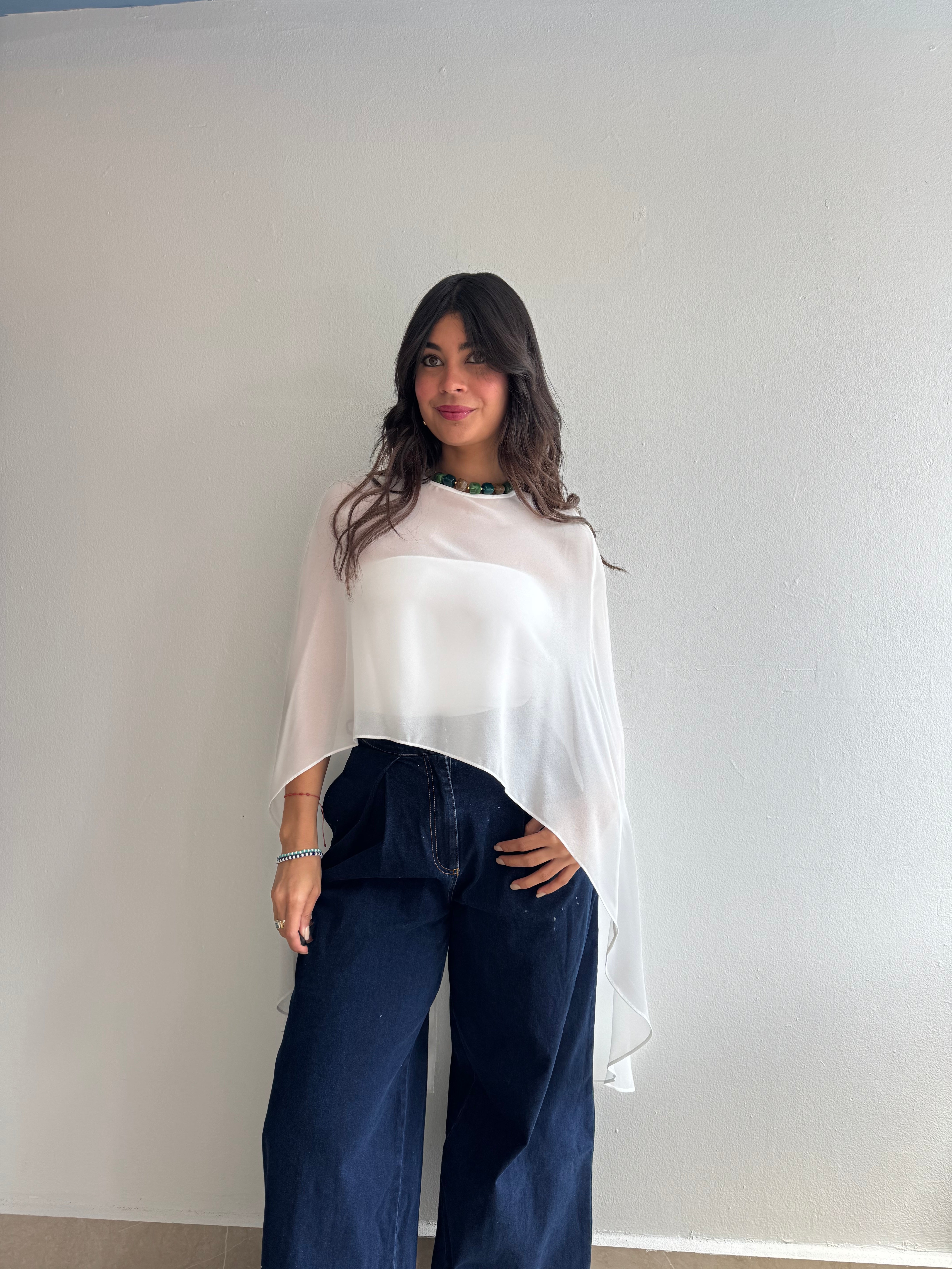 WHITE PONCHO