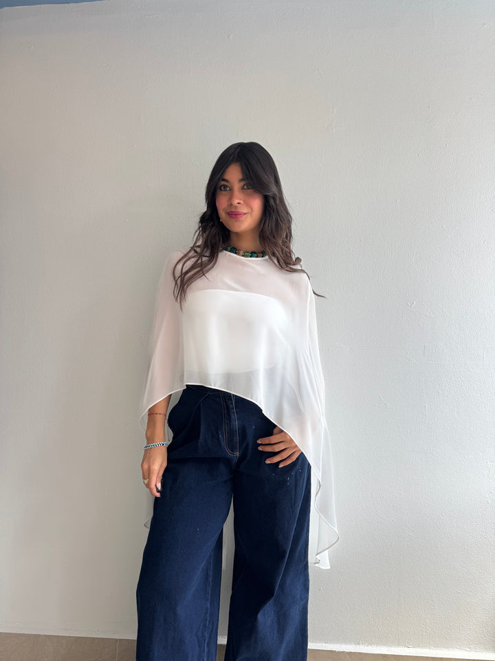 WHITE PONCHO