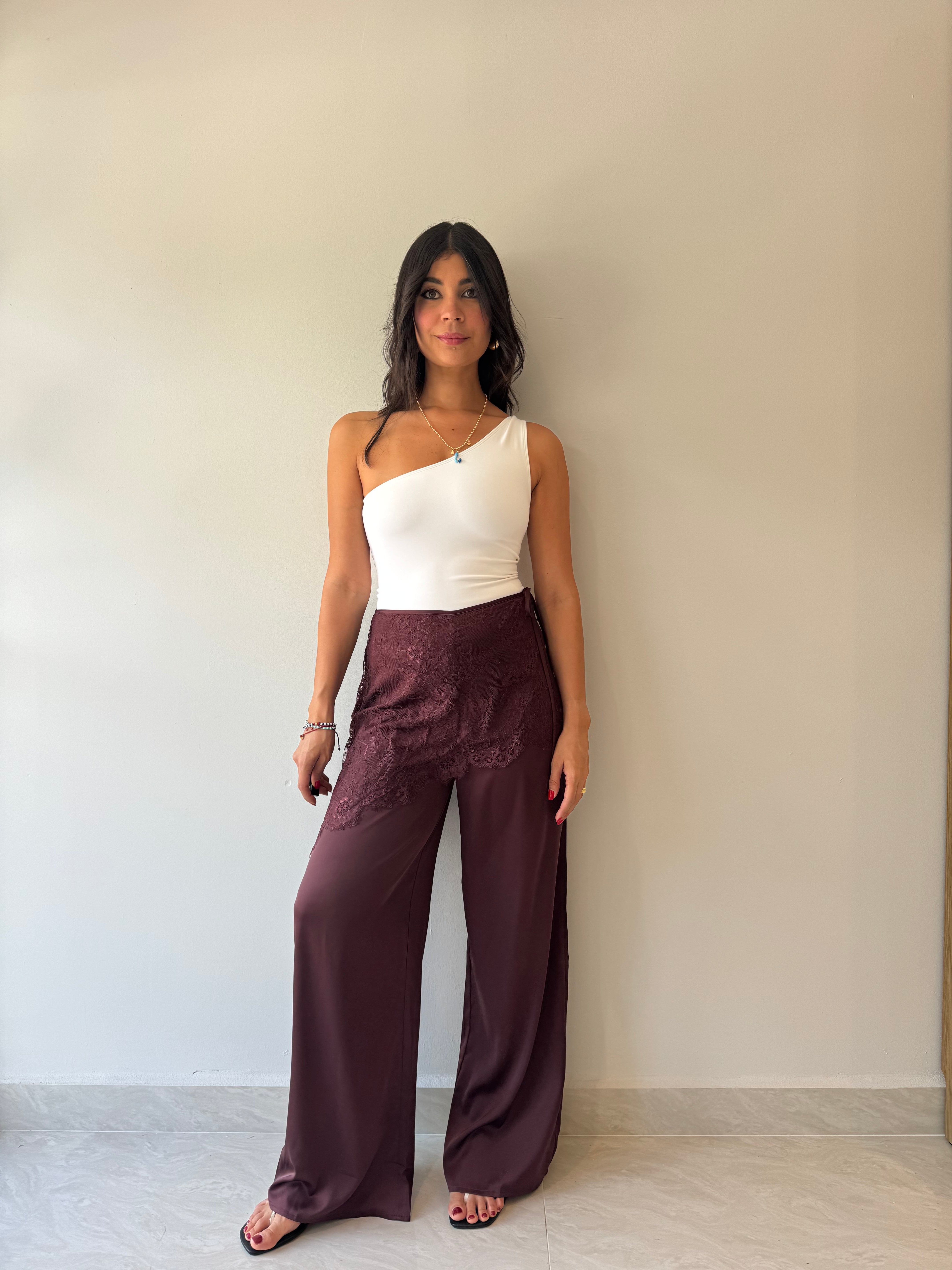 BURGUNDY LACE PANTS