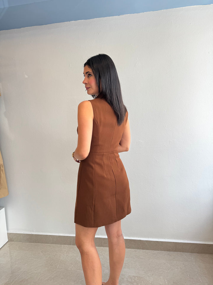 BROWN MINI DRESS