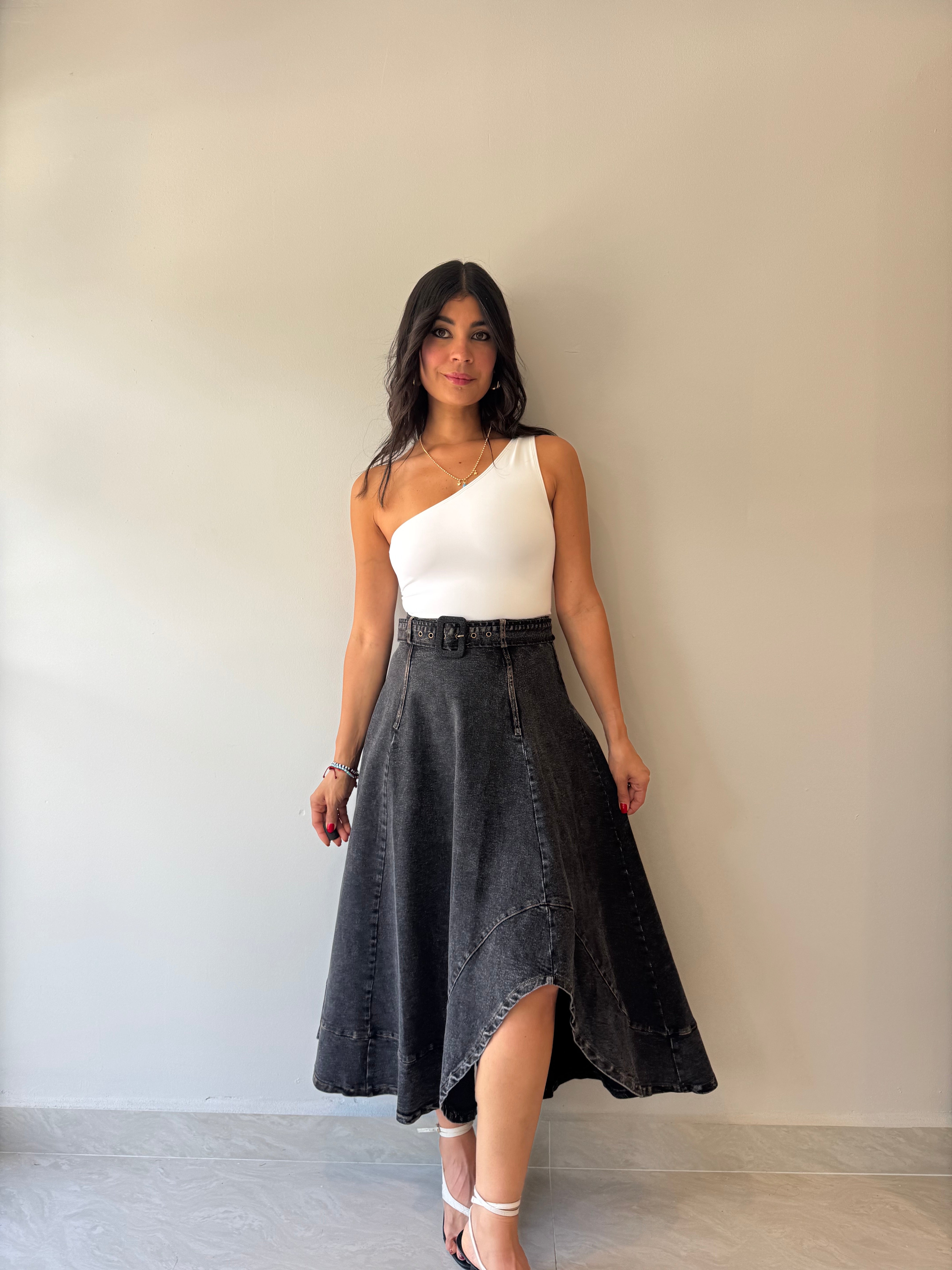 BLACK DENIM SKIRT