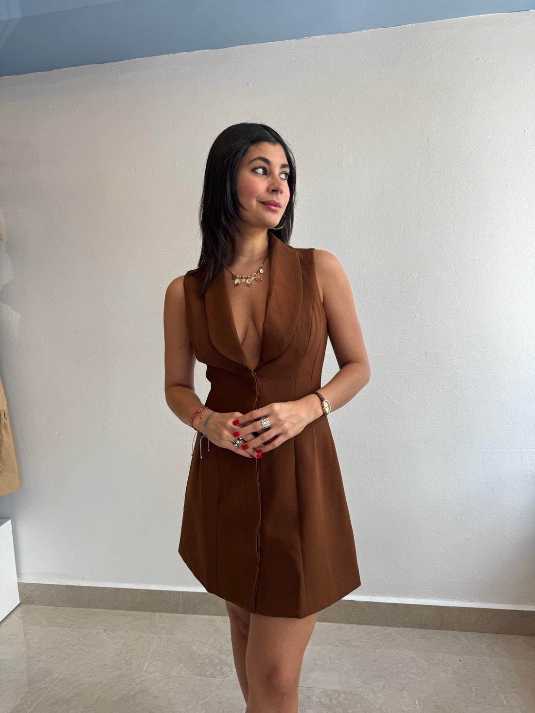 BROWN MINI DRESS