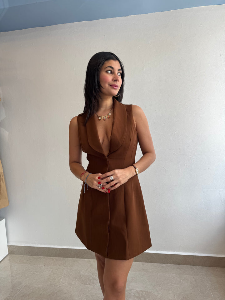 BROWN MINI DRESS