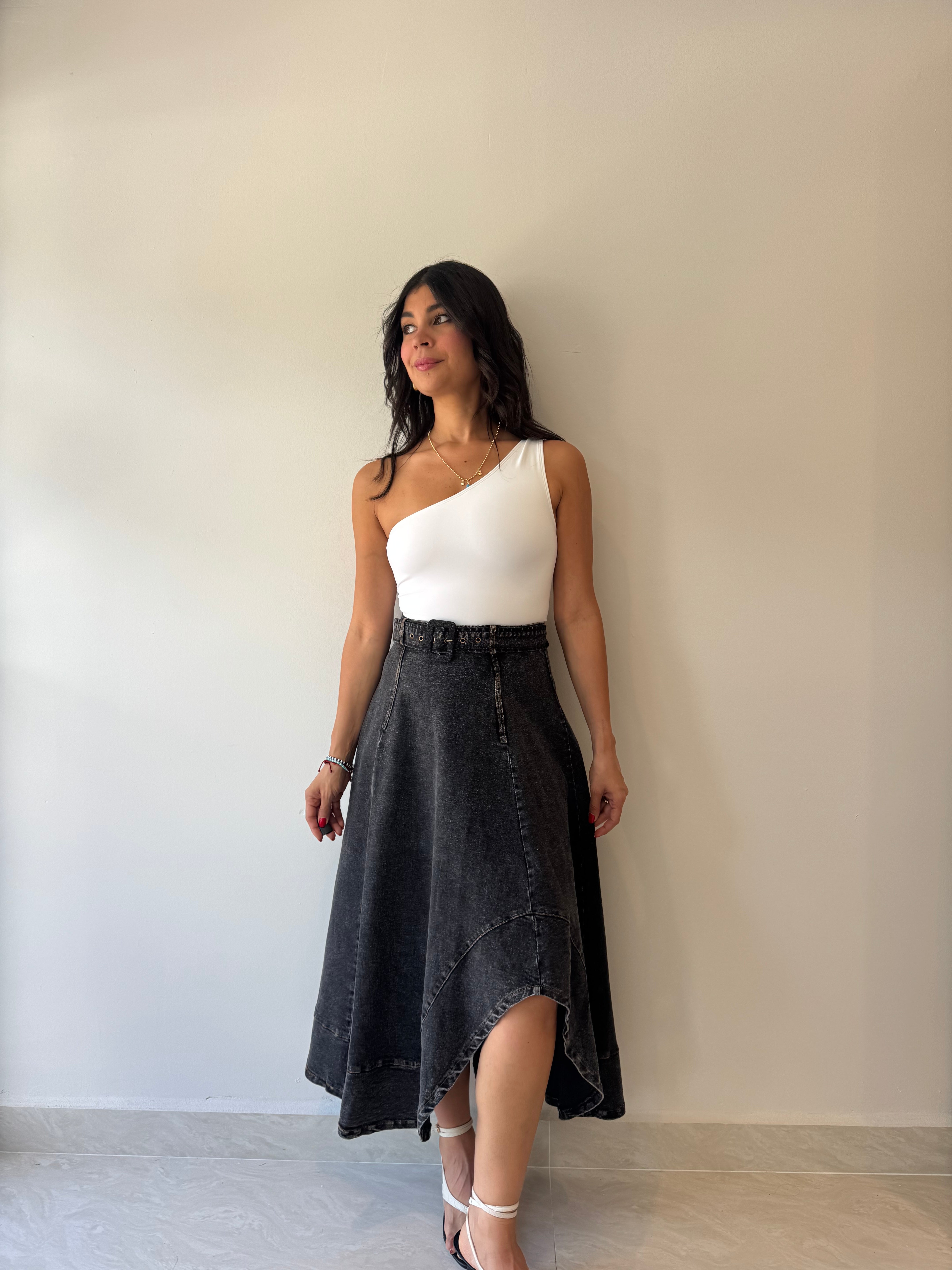 BLACK DENIM SKIRT