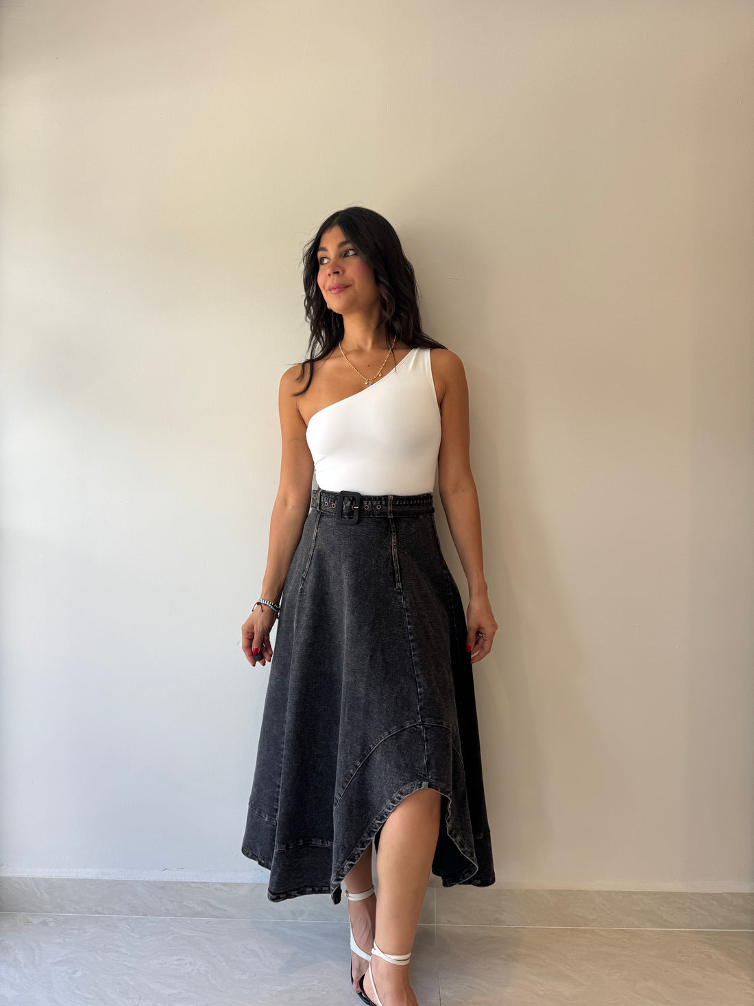 BLACK DENIM SKIRT
