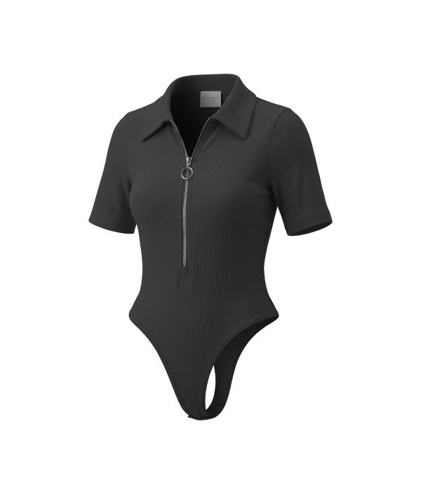 COLLARED ZIPPER BODYSUIT