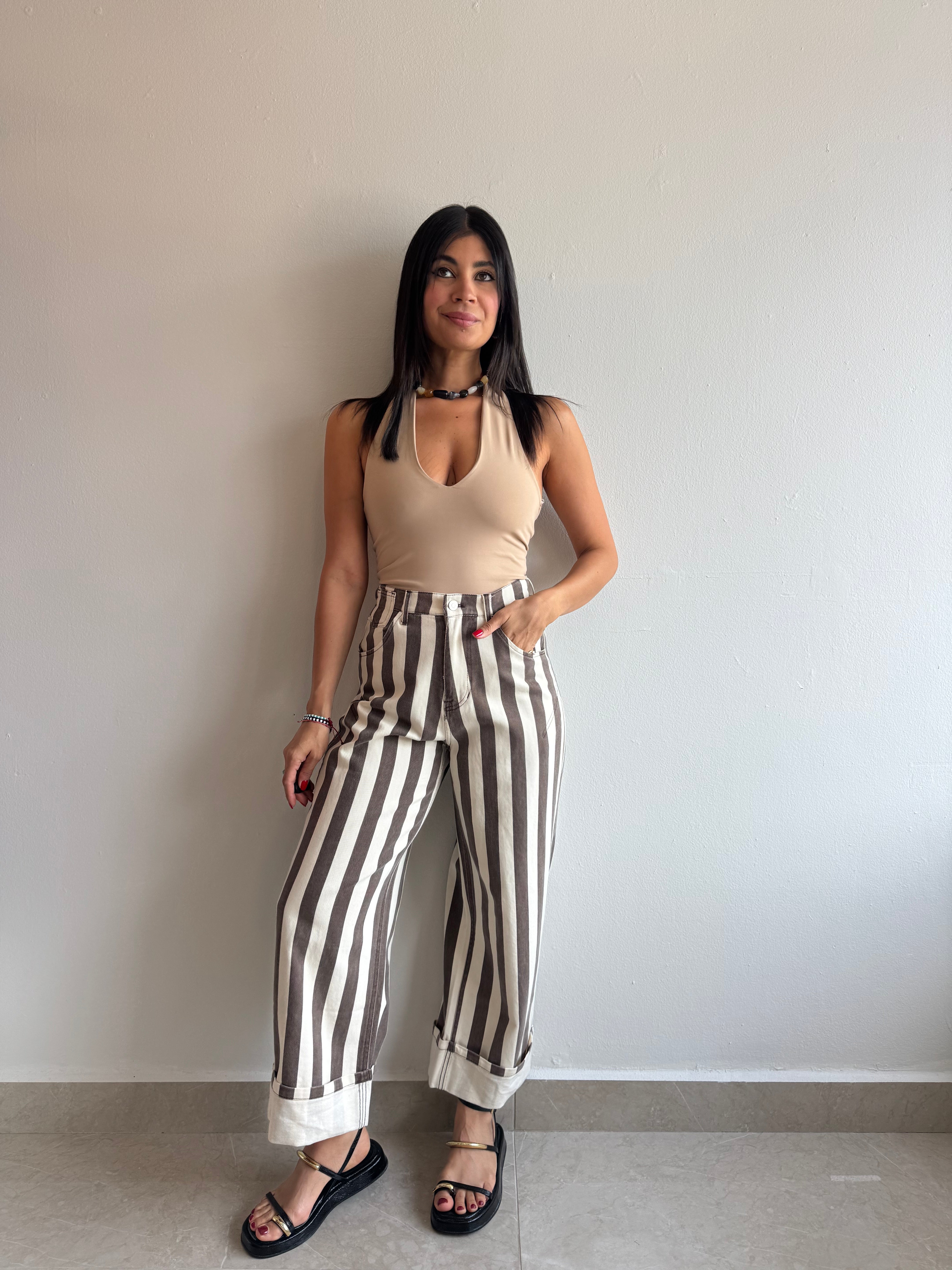 BROWN STRIPE PANTS