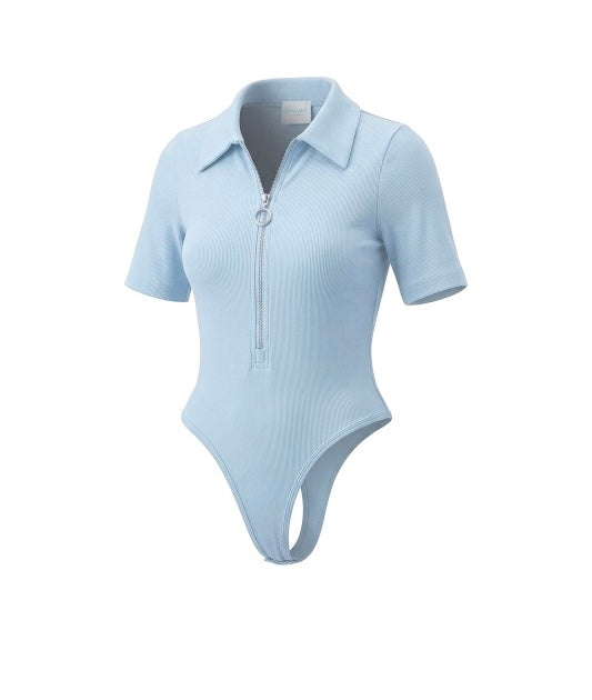 COLLARED ZIPPER BODYSUIT