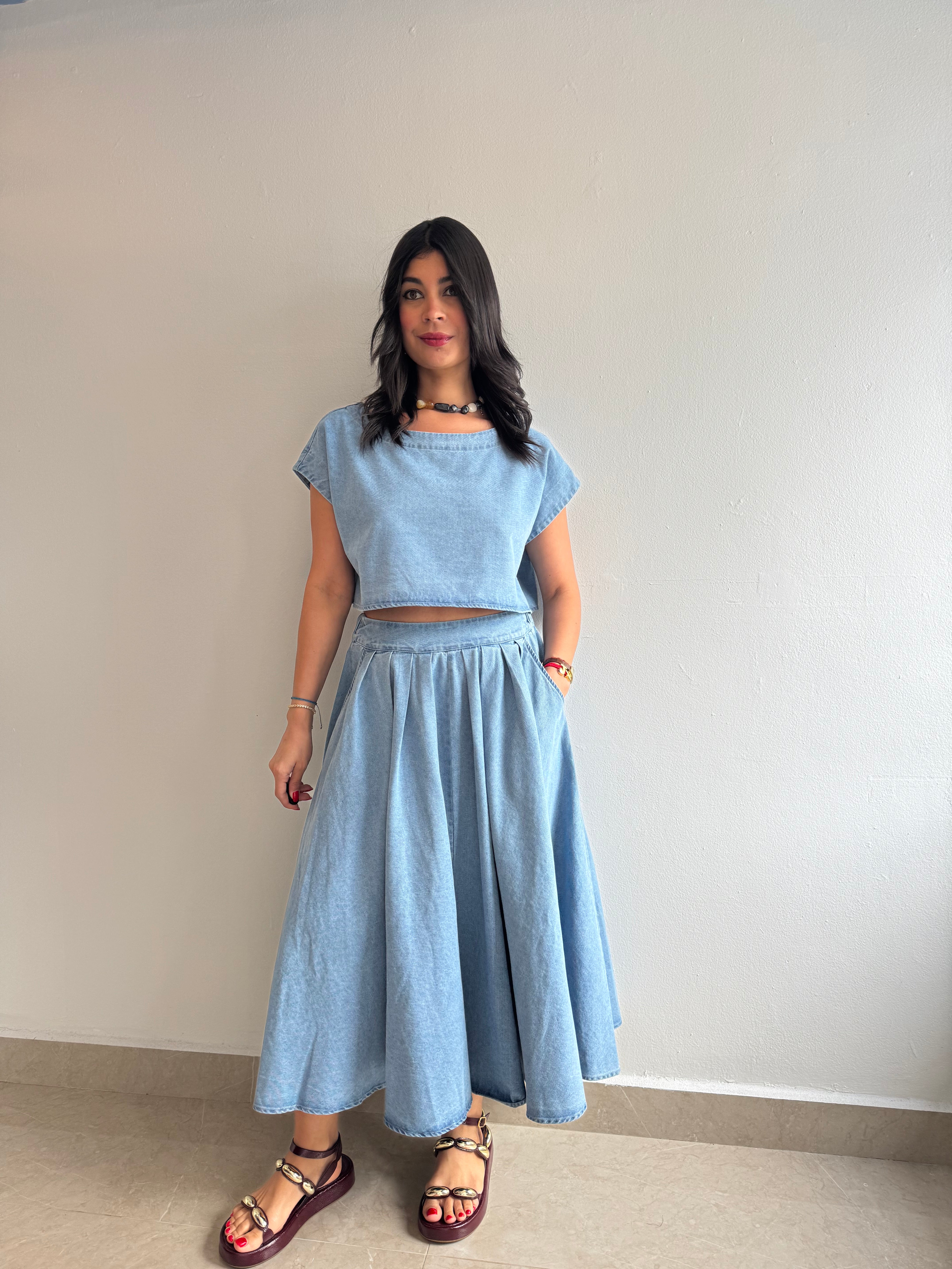 DENIM SKIRT SET